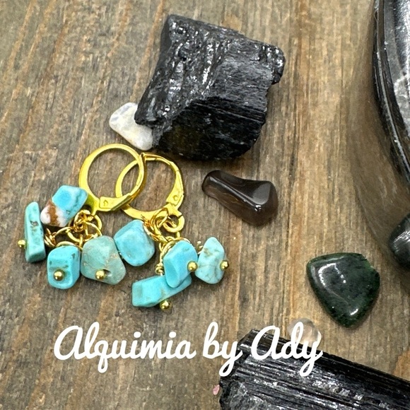 Alquimia by Ady Turquoise and Gold Earrings - Picture 1 of 5